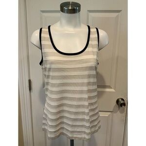 St. John Cream Sleeveless Fitted Tank Top